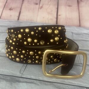 Elegant Black and Gold Studded Women's Belt